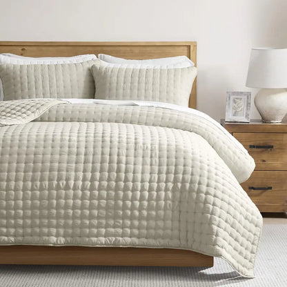 🍁 [Fall Sale] Cross-Stitch Quilt Bedding Set with Pillow Shams