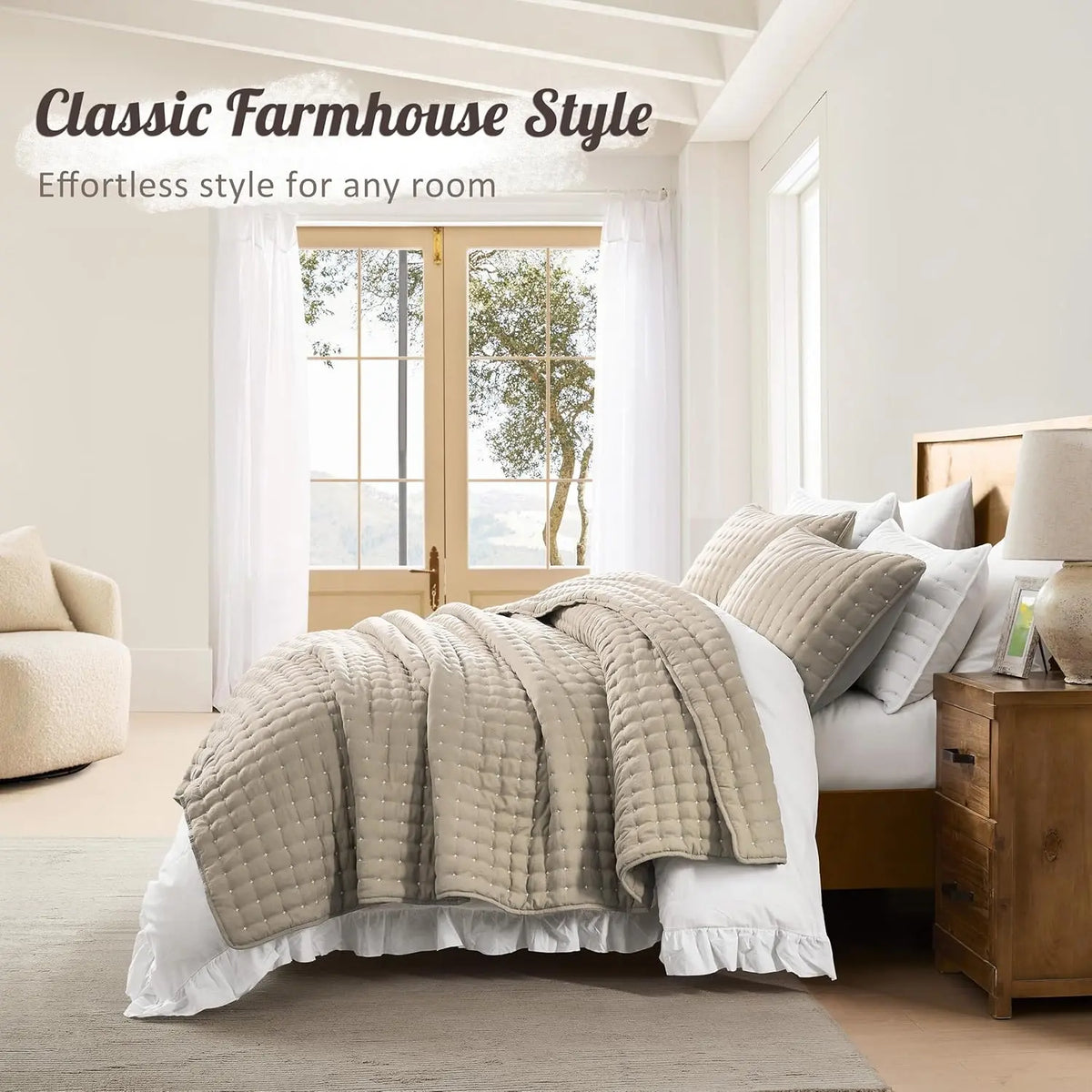 🍁 [Fall Sale] Cross-Stitch Quilt Bedding Set with Pillow Shams