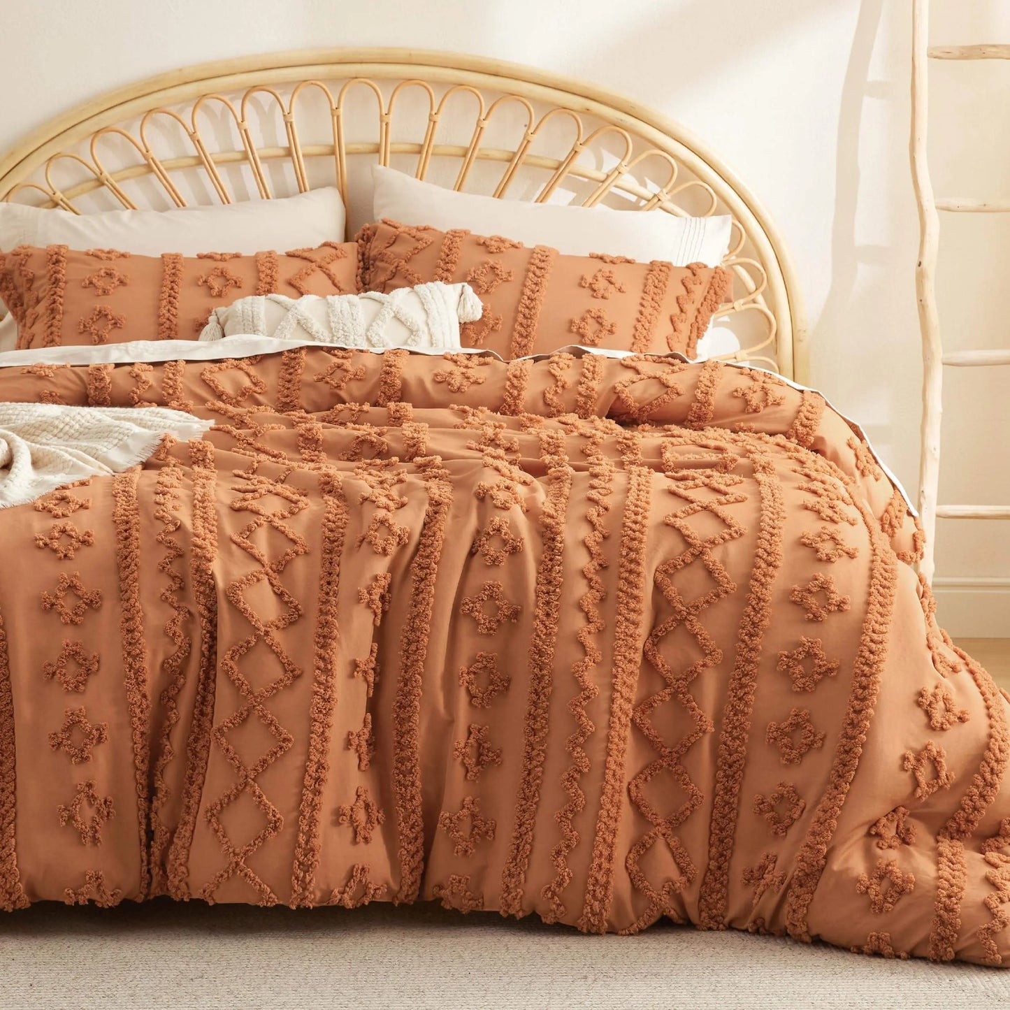 ☁️ Tufted Boho Comforter Set - 3 Piece Shabby Chic Farmhouse Bedding Set