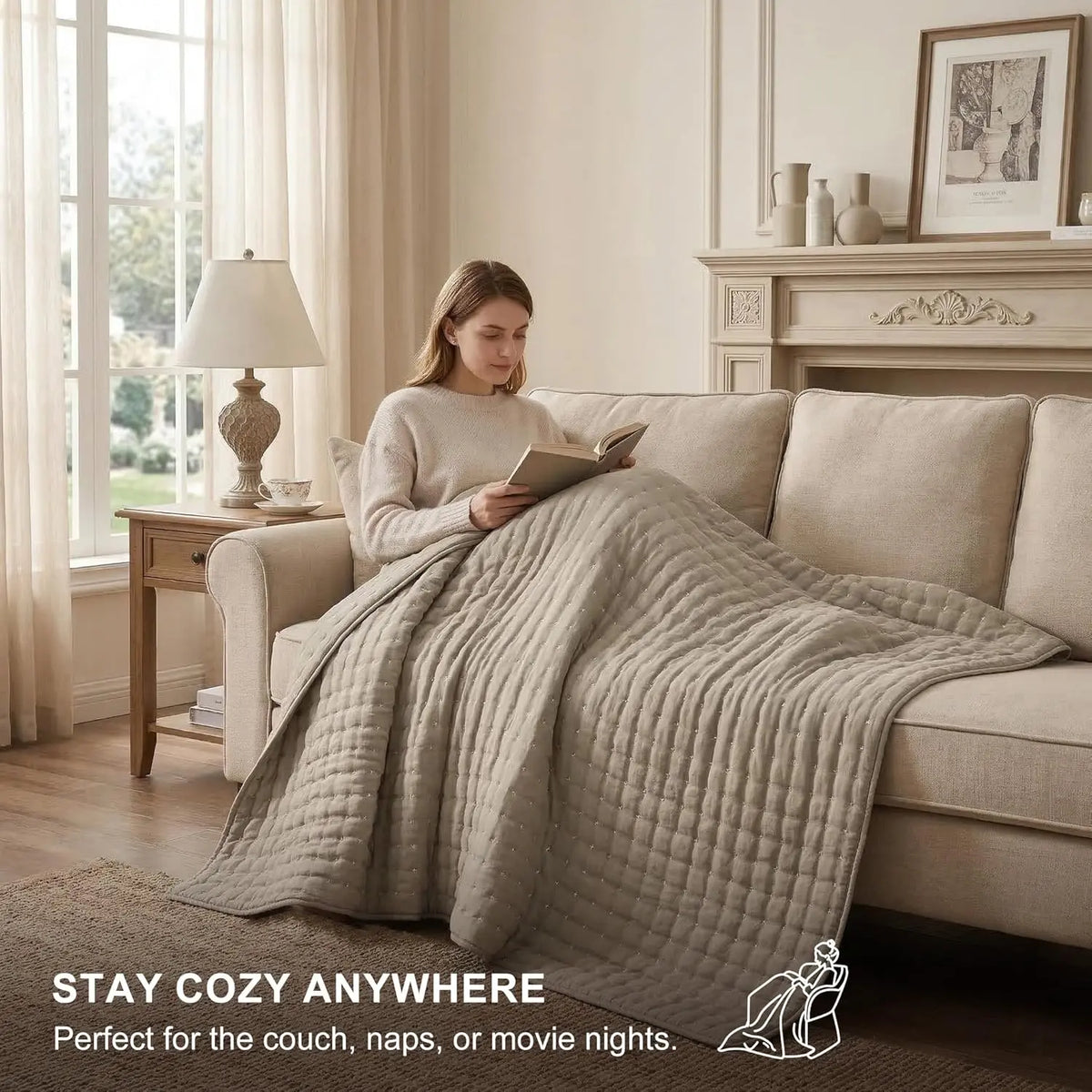 🍁 [Fall Sale] Cross-Stitch Quilt Bedding Set with Pillow Shams