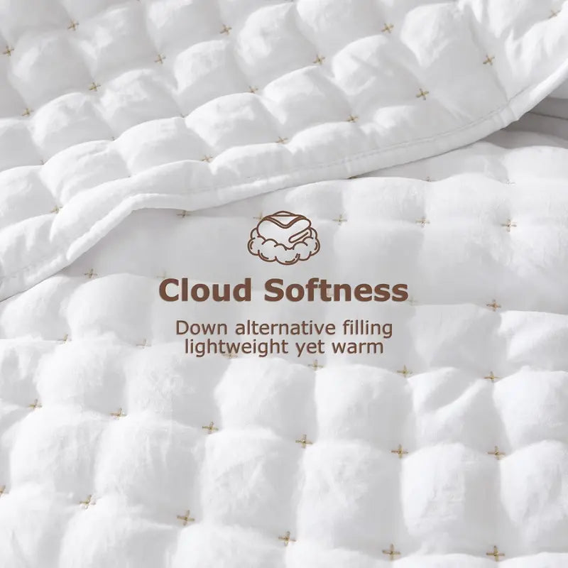 🍁 [Fall Sale] Cross-Stitch Quilt Bedding Set with Pillow Shams
