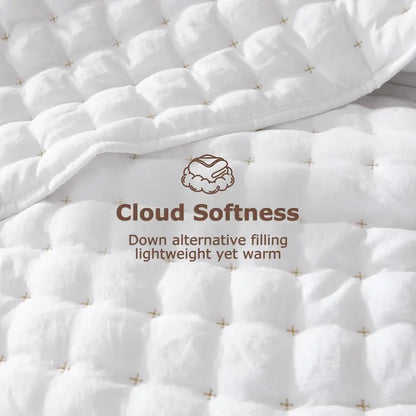 🍁 [Fall Sale] Cross-Stitch Quilt Bedding Set with Pillow Shams