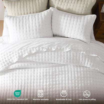 🍁 [Fall Sale] Cross-Stitch Quilt Bedding Set with Pillow Shams