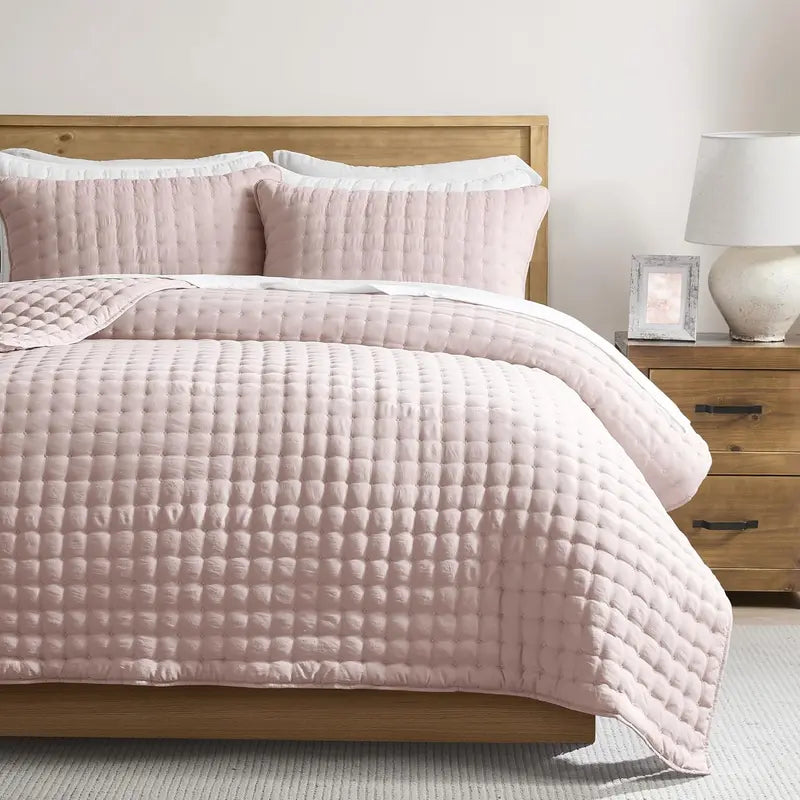 🍁 [Fall Sale] Cross-Stitch Quilt Bedding Set with Pillow Shams