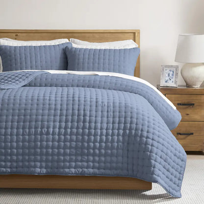 🍁 [Fall Sale] Cross-Stitch Quilt Bedding Set with Pillow Shams