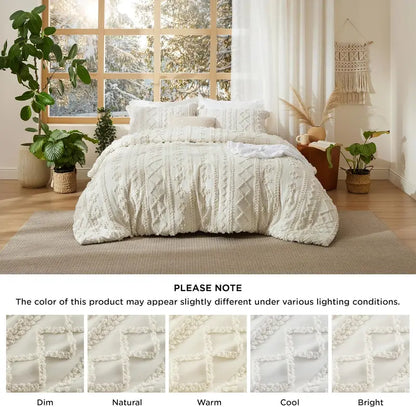 ☁️ Tufted Boho Comforter Set - 3 Piece Shabby Chic Farmhouse Bedding Set