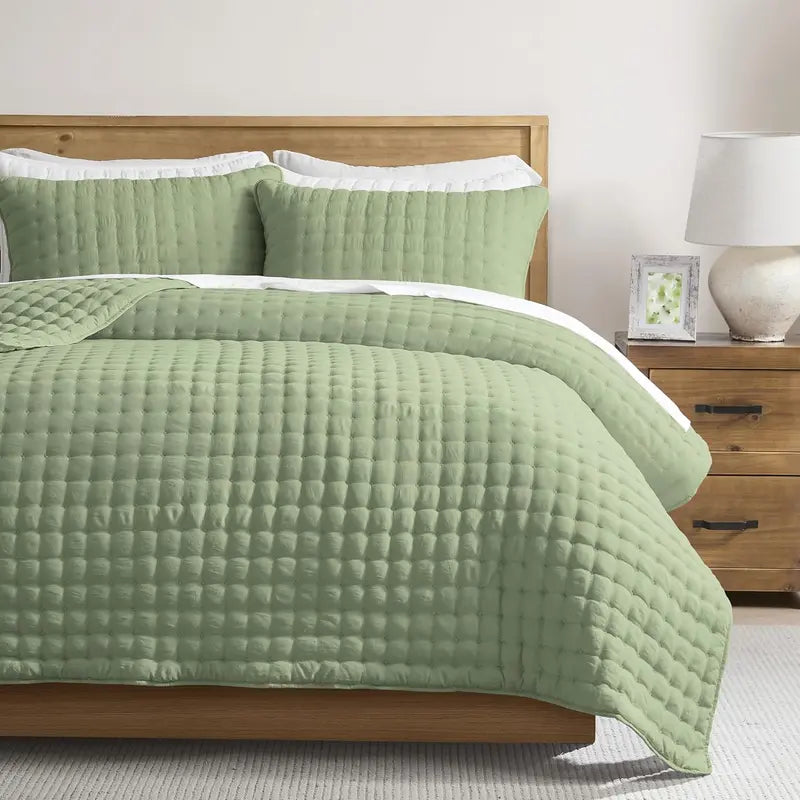 🍁 [Fall Sale] Cross-Stitch Quilt Bedding Set with Pillow Shams